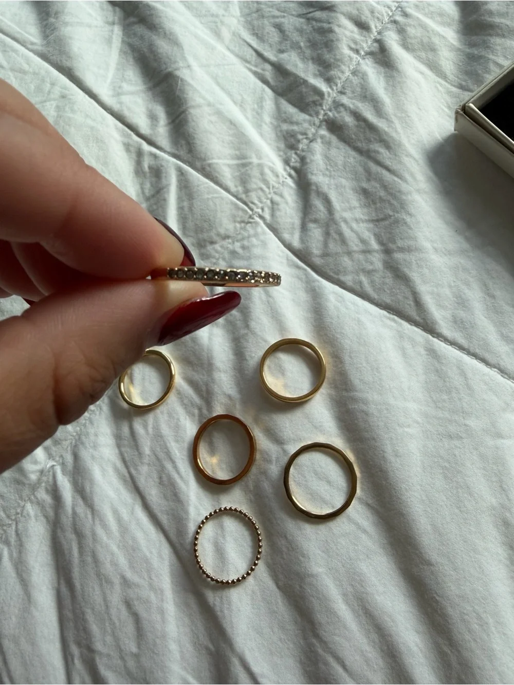Gold Tone Mixed Stackable Women's Ring Set
